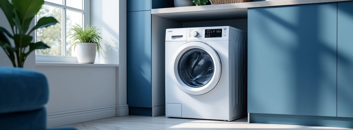 Schlanker, platzsparender Wäschetrockner in einer kleinen Wohnung